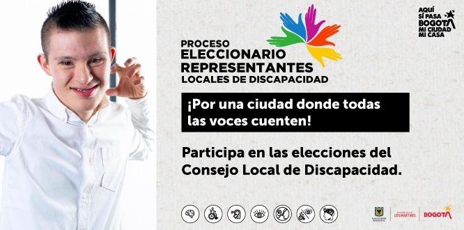 Imagen con texto invitando al proceso eleccionario representantes locales con discapacidad